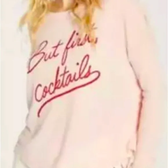 Wildfox But First Cocktails Statement Sweatshirt NEW! - Picture 9 of 9
